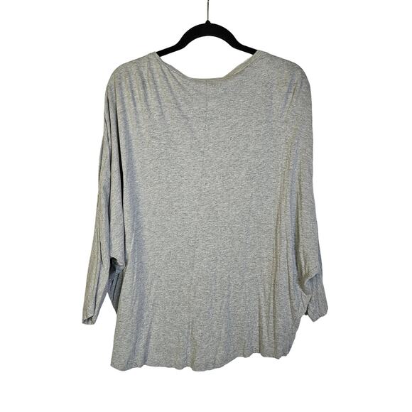 🦃 Ludi Womens Grey Stretchy Dolman Sleeve Top Blouse Beaded V Neck Large - Picture 2 of 8